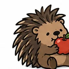 Bram the Hedgehog, a cartoon hedgehog holding an apple
