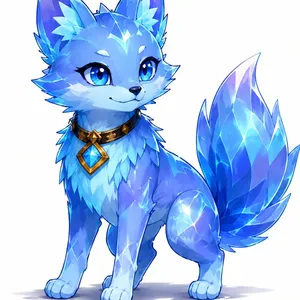 Luma, a glowing blue crystal fox