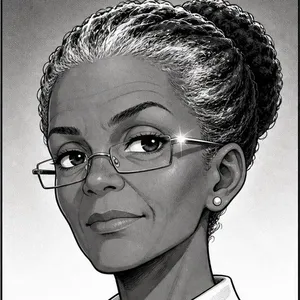 The Head, a stern teacher in glasses, drawn in manga ink