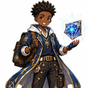 Zayne, a young adventurer holding a glowing crystal
